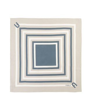 MOONBAT 【美人百花4月号掲載/シルク100%】フルラ (FURLA) スクエア柄 シルクプリントスカーフ 65cm×65cm シルバー