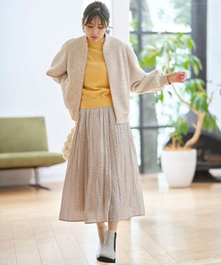 ANY SIS 【洗える】シャイニードットギャザー スカート ベージュ系