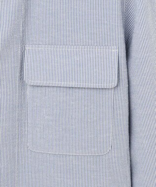 JOSEPH ABBOUD 【清涼・軽量・夏の軽羽織】クールサッカー ライトシャツ アウター ブルー系