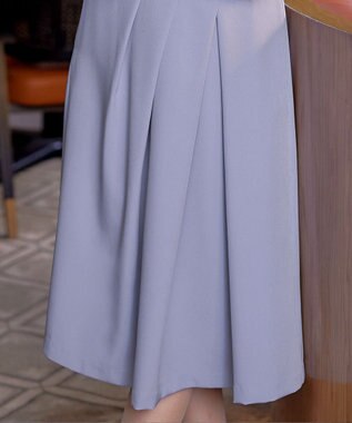 Tiaclasse L 【洗える】アシンメトリータックフレアワンピース ブルー