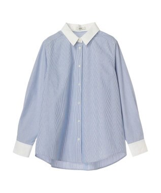 earth music&ecology クレリックシャツ Stripe