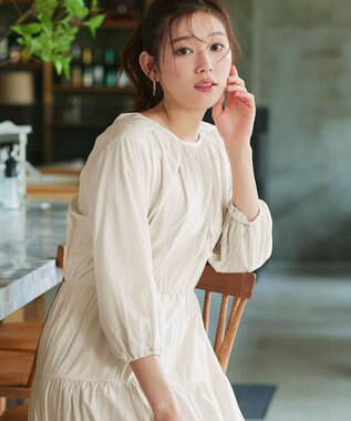 Tiaclasse 【2WAY・洗える】パフスリーブティアードマキシワンピース アイボリー