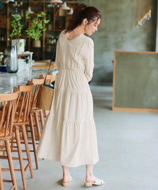 Tiaclasse 【2WAY・洗える】パフスリーブティアードマキシワンピース アイボリー