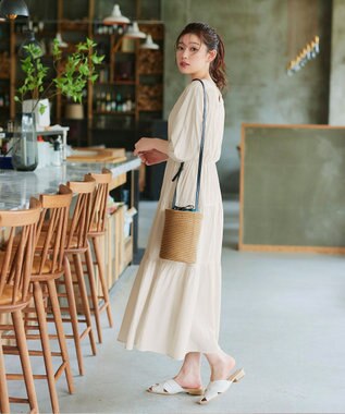 Tiaclasse 【2WAY・洗える】パフスリーブティアードマキシワンピース アイボリー