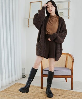 WEGO ソフトタッチカラーリブロンT ブラウン