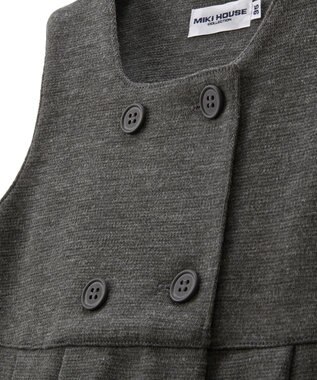 MIKI HOUSE HOT BISCUITS 【90-130cm】ポンチジャージ素材のジャンパースカート グレー