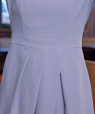 Tiaclasse L 【洗える】アシンメトリータックフレアワンピース ブルー