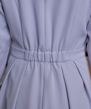 Tiaclasse L 【洗える】アシンメトリータックフレアワンピース ブルー