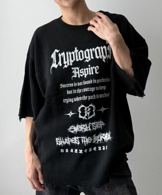 WEGO ダメージボーダーニットプルオーバー(SS) ブラックボーダー