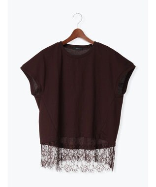 Te chichi 【接触冷感/マシンウォッシャブル】レースヘムTシャツ《2026 SUMMER LOOK item》 ブラウン