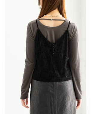 Te chichi 起毛レース前後2WAYキャミブラウス ブラック