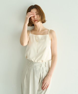 YECCA VECCA ボートネックサテンキャミ Ivory