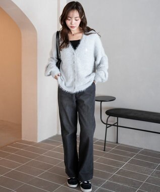 WEGO 【25年秋冬新作/WEB限定】別注USPOLOシャギーニットカーデ ブルー