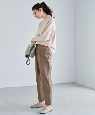 ANY L 【ストレッチ/ウエストゴム】エニィーヒート テーパードパンツ モカ