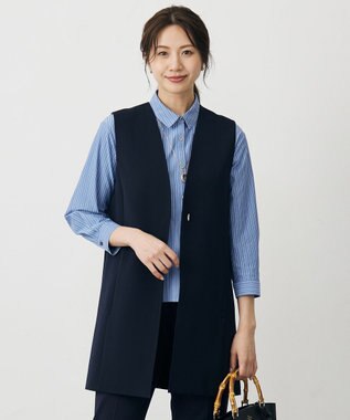 J.PRESS LADIES L 【洗える】T/Rアルガンシルク ジレ ネイビー系