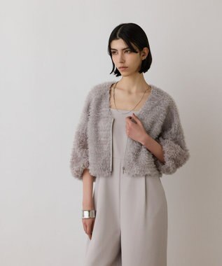 GRACE CONTINENTAL フラワーチュール刺繍ブルゾン グレー