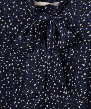 自由区 【XSサイズ～/洗える】フローイングドットプリント ワンピース ネイビー系5