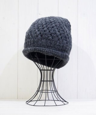 石田製帽 【防寒対策・日本製】ウールロールアップ ニット帽 チャコールグレー