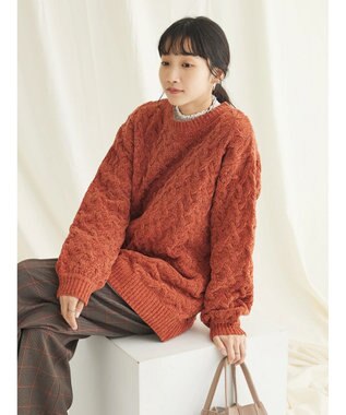CRAFT STANDARD BOUTIQUE 洗えるモールケーブルニットチュニック