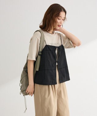 Green Parks 前後２ＷＡＹレース刺繍ビスチェ Black