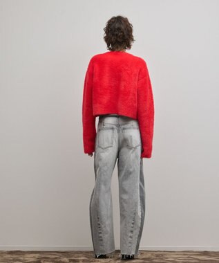 GRACE CONTINENTAL フェザーショートニットカーディガン レッド