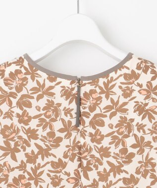 自由区 L 【洗える】スノーフラワープリント ワンピース モカ系