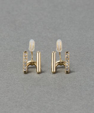 Phoebe 【痛くないシリーズ/金属アレルギー対応】ダブルラインビジューライトフィットイヤリング　ゴールド ゴールド