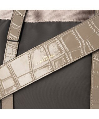 LA BAGAGERIE 【エコユース】ナイロン×型押しエナメル　2WAYミニトート グレー