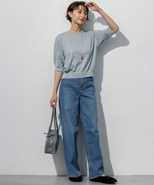23区 【先行予約】オータムメタリック パフスリーブ ニット Tシャツ ライトグリーン系