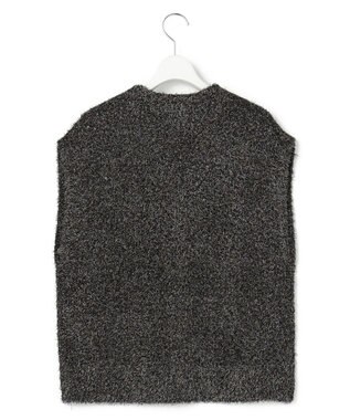 ICB ツイーディーニット ジップアップジレ ブラックミックス