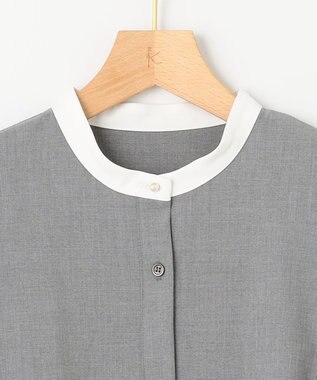 組曲 L 【KUMIKYOKU NAVY】ウーステッドライククロス シャツワンピース ミディアムグレー系