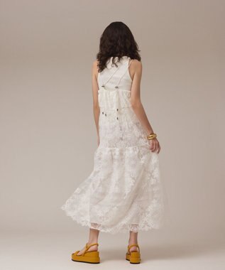 GRACE CONTINENTAL ロゴ刺繍レースワンピース ホワイト