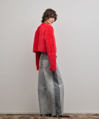 GRACE CONTINENTAL フェザーショートニットカーディガン レッド