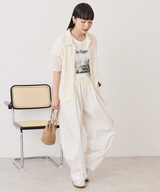 AMERICAN HOLIC 半袖襟付きレースカーディガン Ivory