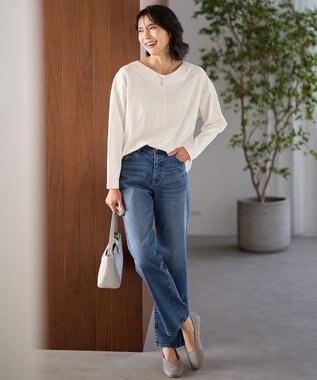 ANY 【洗濯機可】ジョーゼット裏起毛Vネックプルオーバー エクリュ