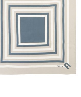 MOONBAT 【美人百花4月号掲載/シルク100%】フルラ (FURLA) スクエア柄 シルクプリントスカーフ 65cm×65cm シルバー
