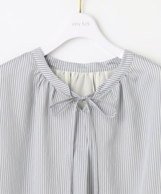 ANY SIS 【2WAY】ドロスト ブラウス グレー系ストライプ
