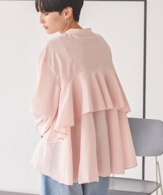 AMERICAN HOLIC イージーケアバックフリルバンドカラーシャツ Light Pink