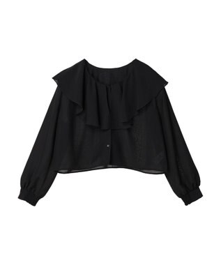 earth music&ecology ラッフルショートブラウス Black