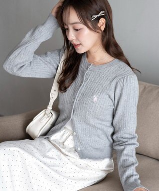 WEGO 【WEB限定/25年秋冬新作】別注USPOLOケーブルニットカーデ グレー