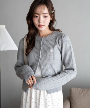 WEGO 【WEB限定/25年秋冬新作】別注USPOLOケーブルニットカーデ グレー