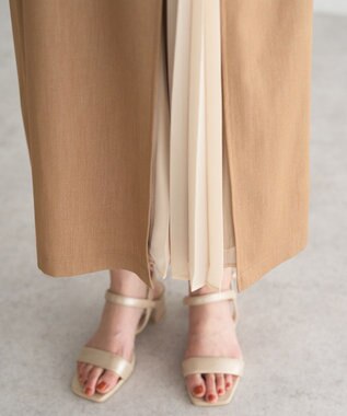 YECCA VECCA プリーツMIXフレアスカート Beige