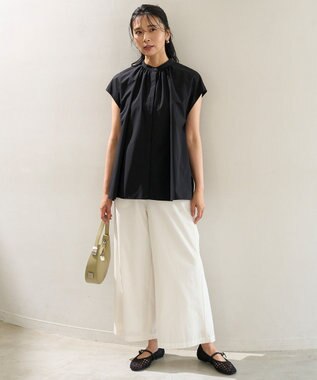 UNFILO FINE MOVE ギャザーブラウス ブラック