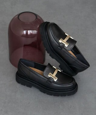  ＜防滑底＞【PARADIS COULEUR】メタルオーナメント撥水ローファー