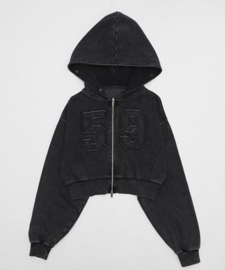 WEGO ファーフードショートZIPパーカー スミクロ