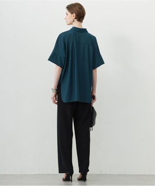 ICB L 【洗える】 シャイニーラメジャガード セミワイドパンツ ブラック系