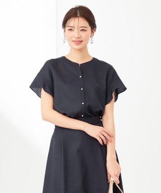 ANY SIS 【美人百花6月号掲載】スムージーポリエステル ブラウス ネイビー