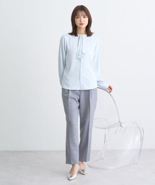 earth music&ecology 2WAYボウタイブラウス サックスブルー