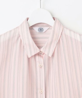 J.PRESS LADIES 【洗える】ランダムストライプ シャツカラー ブラウス ピンクストライプ系