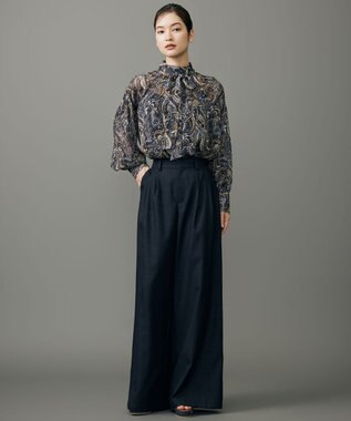 自由区 デニムライクツイルワイド パンツ ダークインディゴ